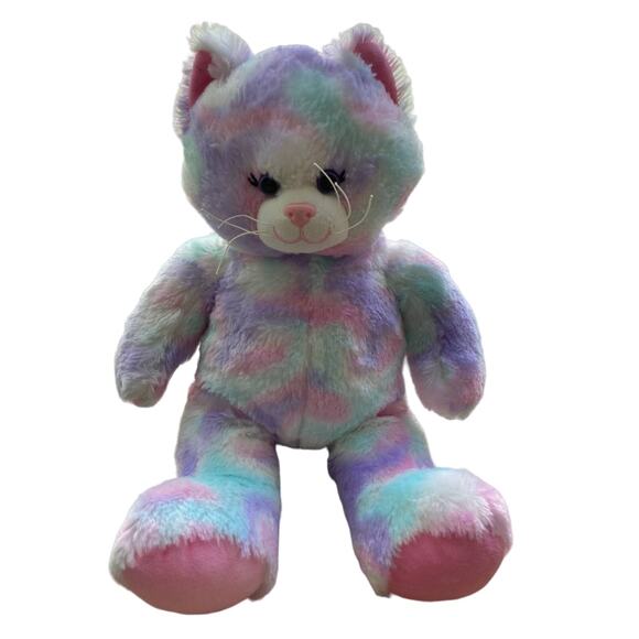 Build-A-Bear Workshop Pastel Swirl Kitty Plush Purple/Blue/PInk - Picture 1 of 11